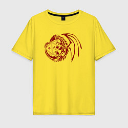 Футболка оверсайз мужская Дракон вокруг игральной кости, цвет: желтый
