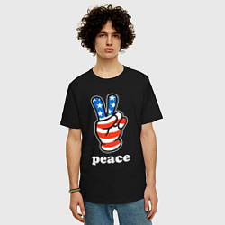 Футболка оверсайз мужская USA peace, цвет: черный — фото 2