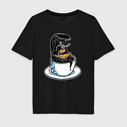 Футболка оверсайз мужская Кофейный серфер, цвет: черный