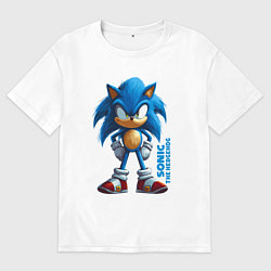 Футболка оверсайз мужская Sonic - poster style, цвет: белый