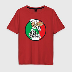 Футболка оверсайз мужская Итальянская пицца, цвет: красный