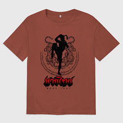 Футболка оверсайз мужская Муай тай боец, цвет: кирпичный