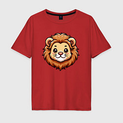 Футболка оверсайз мужская Мордочка льва, цвет: красный