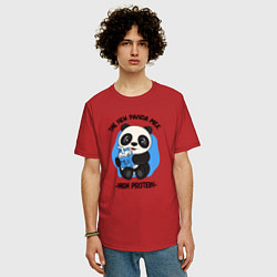 Футболка оверсайз мужская Панда с молоком, цвет: красный — фото 2
