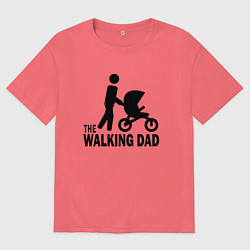 Футболка оверсайз мужская The walking dad with child, цвет: коралловый