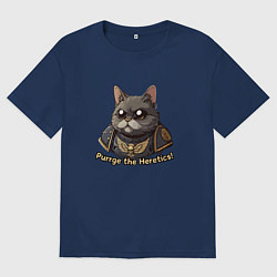 Футболка оверсайз мужская Котик еретик, цвет: тёмно-синий