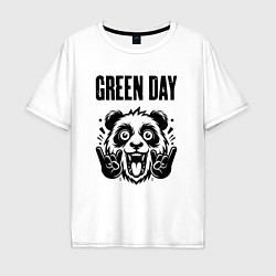 Футболка оверсайз мужская Green Day - rock panda, цвет: белый