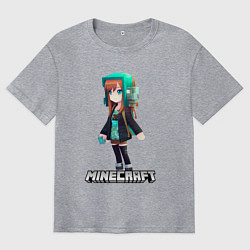 Футболка оверсайз мужская Minecraft девушка в наушниках, цвет: меланж
