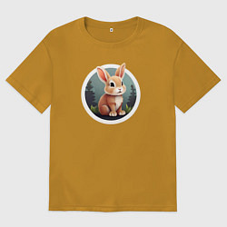 Футболка оверсайз мужская Маленький пушистый кролик, цвет: горчичный