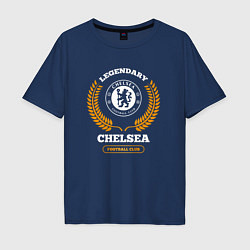 Футболка оверсайз мужская Лого Chelsea и надпись legendary football club, цвет: тёмно-синий