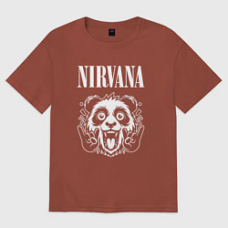 Футболка оверсайз мужская Nirvana rock panda, цвет: кирпичный