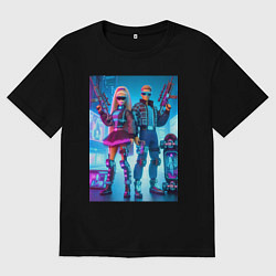 Мужская футболка оверсайз Ken and Barbie - cyberpunk ai art