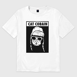 Футболка оверсайз мужская Cat cobain, цвет: белый