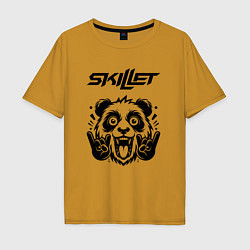 Футболка оверсайз мужская Skillet - rock panda, цвет: горчичный
