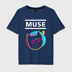 Футболка оверсайз мужская Muse rock star cat, цвет: тёмно-синий