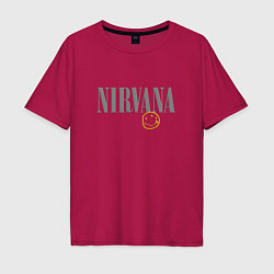 Мужская футболка оверсайз Nirvana logo smile