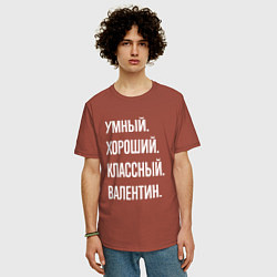 Футболка оверсайз мужская Умный хороший классный Валентин, цвет: кирпичный — фото 2