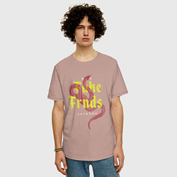 Футболка оверсайз мужская No fake friends anymore, цвет: пыльно-розовый — фото 2