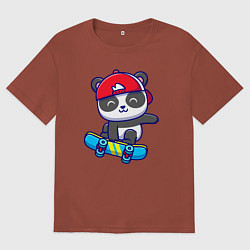 Футболка оверсайз мужская Panda skater, цвет: кирпичный