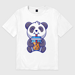 Футболка оверсайз мужская Drinking panda, цвет: белый