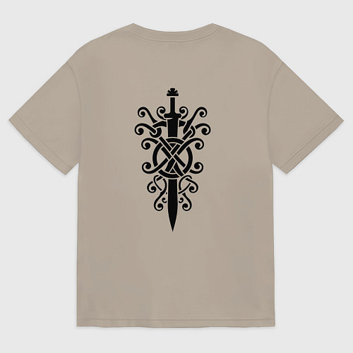 Мужская футболка оверсайз Русич в солярном круге силы - слава предкам / Миндальный – фото 2