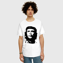 Футболка оверсайз мужская Черно-белый силуэт Че Гевара, цвет: белый — фото 2