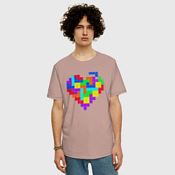 Футболка оверсайз мужская Color tetris, цвет: пыльно-розовый — фото 2