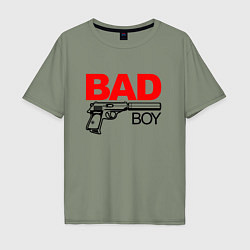 Футболка оверсайз мужская Bad boy with gun, цвет: авокадо