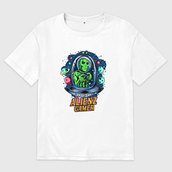 Футболка оверсайз мужская Инопланетянин - геймер, цвет: белый