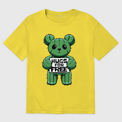 Футболка оверсайз мужская Милый кактусовый мишка, цвет: желтый