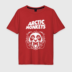 Футболка оверсайз мужская Arctic Monkeys rock panda, цвет: красный
