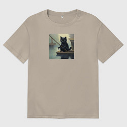 Футболка оверсайз мужская Ловля рыбов, цвет: миндальный