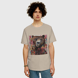 Футболка оверсайз мужская Яркий медведь, цвет: миндальный — фото 2