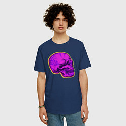 Футболка оверсайз мужская Пурпурный череп, цвет: тёмно-синий — фото 2