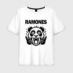Футболка оверсайз мужская Ramones - rock panda, цвет: белый