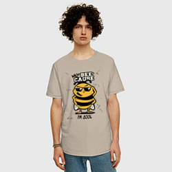 Футболка оверсайз мужская Why bee cause im cool, цвет: миндальный — фото 2