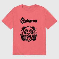 Футболка оверсайз мужская Sabaton - rock panda, цвет: коралловый