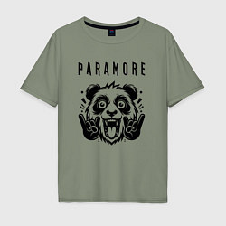 Футболка оверсайз мужская Paramore - rock panda, цвет: авокадо