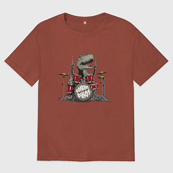 Футболка оверсайз мужская Ревущие динозавры, цвет: кирпичный