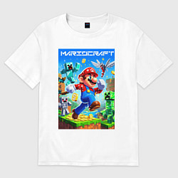 Футболка оверсайз мужская Mario in Minecraft - ai art collaboration, цвет: белый