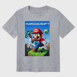 Футболка оверсайз мужская Minecraft and Mario - ai art collaboration, цвет: меланж