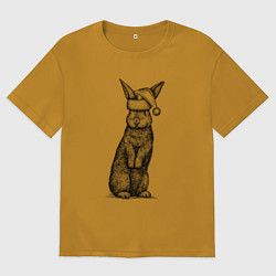 Футболка оверсайз мужская Кролик новогодний, цвет: горчичный