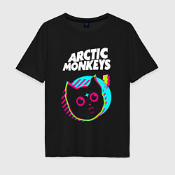 Футболка оверсайз мужская Arctic Monkeys rock star cat, цвет: черный