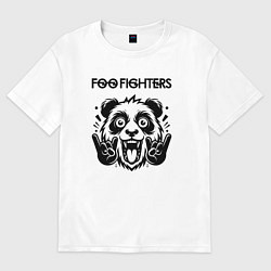 Футболка оверсайз мужская Foo Fighters - rock panda, цвет: белый