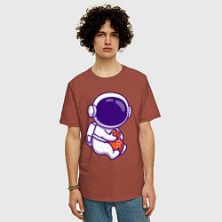 Футболка оверсайз мужская Space football, цвет: кирпичный — фото 2