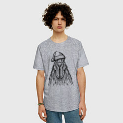 Футболка оверсайз мужская Петух новогодний, цвет: меланж — фото 2