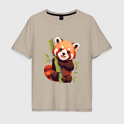 Футболка оверсайз мужская The Red Panda, цвет: миндальный