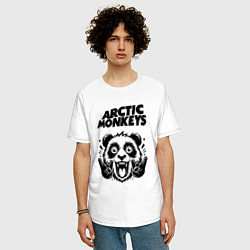 Футболка оверсайз мужская Arctic Monkeys - rock panda, цвет: белый — фото 2