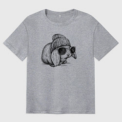 Футболка оверсайз мужская Зайка хипстер, цвет: меланж