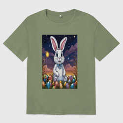 Футболка оверсайз мужская Ночной кролик, цвет: авокадо